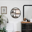 Industrial Style Round Wall Shelves, 3 Tier Decorative Floating Ledge Shelves, Wall Mounted Metal Bracket Wooden Display Hanging Shelf
