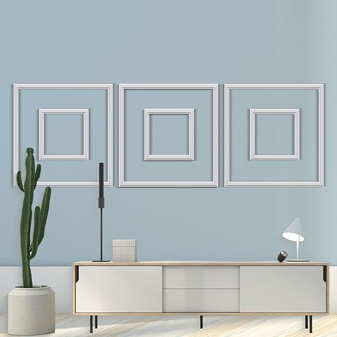 3 PCS Premade Wainscoting Panels Accent Wall Panels For Interior Wall Decor Easy DIY Build And Batten Chair Rail & Picture Frame Door Decor (20 x 20 + 10 x 10in)