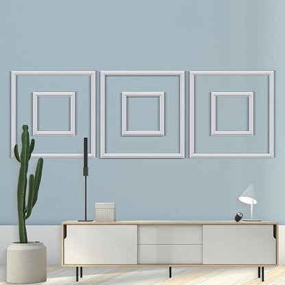 3 PCS Premade Wainscoting Panels Accent Wall Panels For Interior Wall Decor Easy DIY Build And Batten Chair Rail & Picture Frame Door Decor (20 x 20 + 10 x 10in)