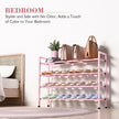 Bumusty 4-Tier Expandable Shoe Rack for Closet, 18“-33” Adjustable Shoe Rack for Small Space, Small Shoe Organizer for Front Door, Sturdy Metal, Pink