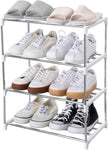 Stackable Small Shoe Rack, Entryway, Hallway and Closet Space Saving Storage and Organization (4-Tier, White)