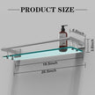 20 Inches Glass Shelf for Bathroom, Brushed Nickel Glass Shelves for Wall with Smooth Stainless Steel Railing, Modern Tempered Glass Organizer Shelf