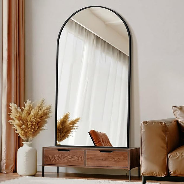 Arched Wall Mirror for Bathroom,Mirrors for Wall,30"x55",Vanity Mirror for Bedroom Dresser, Entryway, Living Room, Metal Frame,Hanging or Leaning Against(Black)