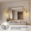 Gold Battery Operated Wall Sconces Set of 2, Rechargeable Cordless Wall Light Fixture with Remote, Dimmable Wireless Battery Powered Wall Decor Lighting Lamp for Bedroom Living Room
