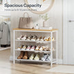 HOOBRO Shoe Rack with 3 PU Shelves, 4-Tier Shoe Storage Organizer for Closet and Entryway, Holds 9-12 Pairs of Shoes, Sturdy Metal Frame, Small Spaces, White and Natural WN94XJ01