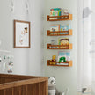 Wallniture Utah Floating Shelves for Wall, Wood Bookshelf for Kids Books, Picture Frames, Nursery Wall Decor, Walnut, Set of 2