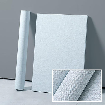 Yancorp 15.7"x394" 32.8ft Textured Fabric Wallpaper Faux Grasscloth Peel and Stick Wallpaper Self-Adhesive Linen Removable Cabinets Blue