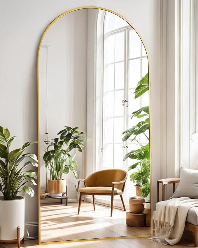 Arched Full Length Mirror, Floor Mirror with Stand, 90