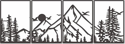 DICYWUDI Black Metal 47.24 x 15.7 inch Mountain Wall Decor – Minimalist Wall Art for or Indoor Kitchen Bathroom Bedroom Living Room Dining Room
