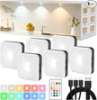 GBEAST 6 Pack Under Cabinet Lighting, Puck Lights with Remote, Motion Sensor Light Indoor, 3 Color Temps & 9 RGB Dimmable Closet Light, Rechargeable Cabinet Lights for Kitchen, Bedroom, Shelf(Black)