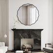 WallBeyond Round Wavy Mirror for Wall Decorative 32 inch, Modern Round Mirror Aluminum Frame for Bathroom Bedroom Living Room Home House Office Entryway, Black