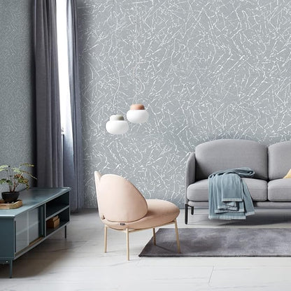 Cohoo Home Gray Peel and Stick Wallpaper Grey Silk Contact Paper for Cabinets and Drawers Silver Textured Self Adhesive Removable Wallpaper Bathroom Bedroom Waterproof Wall Covering 15.7inL 393inW