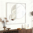 White Circle Wall Mirror, Square Wall Mounted Mirror Set Round Modern Art Decorative Mirrors for Living Room Bathroom 24x24 Inch Decor