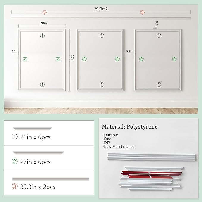 Peel and Stick Wainscoting Panels, 3 Set 20