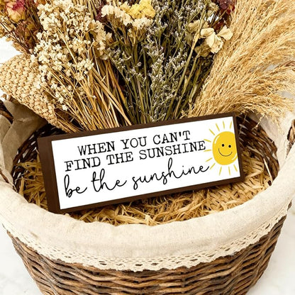 When You Can't Find the Sunshine Be the Sunshine Sign, Positive Wood Sign, Rustic Decor Signs, Modern Farmhouse Home Decor, Sun Decoration for Bedroom, Living Room Shelves Decoration