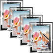 IZIDDO 4x6 Picture Frames Set of 4, Silver Mirror Glass Photo Frame for Tabletop Display, Gift Picture Frame, Horizontally or Vertically