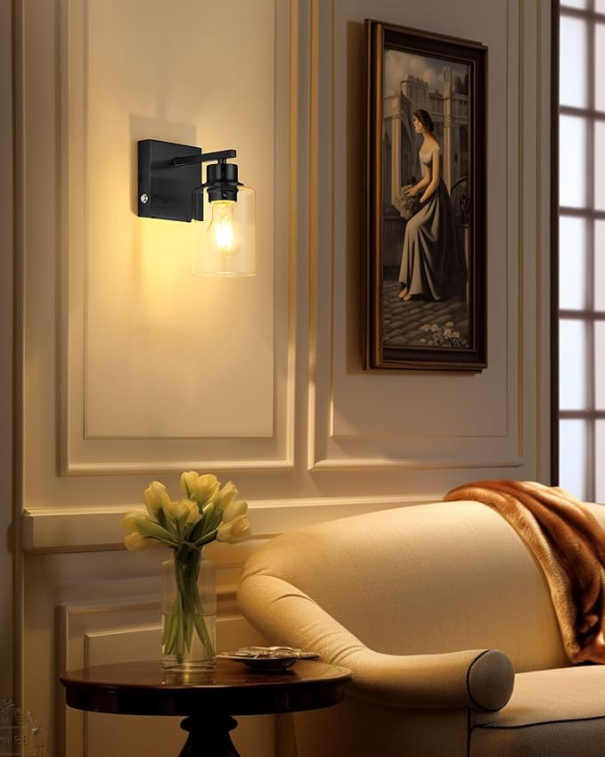 Battery Operated Wall Sconce Set of 2, Black Rechargeable Wall Lights with Timer Function, Easy Install Dimmable Wireless Wall Lamps Sconces Wall Decor for Living Room Bedroom Hallway, Emergency 3000K