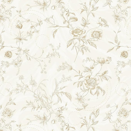 Ismoon Floral Wallpaper Peel and Stick Vintage Beige Stick on Wall Paper French Textured Contact Paper for Cabinet Removable Self Adhesive Wallpaper Vinyl Roll Shelf Deco, 17.3x196in