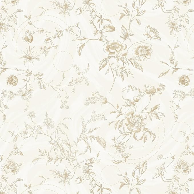 Ismoon Floral Wallpaper Peel and Stick Vintage Beige Stick on Wall Paper French Textured Contact Paper for Cabinet Removable Self Adhesive Wallpaper Vinyl Roll Shelf Deco, 17.3x196in
