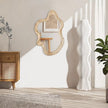 Large Asymmetrical Wall Mirror Irregular Wood Frame Mirror Modern Unique Wall-Mounted Artistic Wavy Mirror Decor Bathroom Vanity Bedroom Living Room Entryway Hallway 21.6