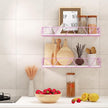 Floating Shelves Set of 3, Home Wood Wall Shelf, Farmhouse Shelf for Bedroom, Wall Mounted Floating Shelf for Living Room, Bedroom, Bathroom, Kitchen, Office (Pink)