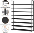OYREL 8 Tier Shoe Organizer, 33.3in Wide x 11.2in Deep x 55.7in Tall, Black Metal and Plastic Shoe Rack, Holds up to 32-40 Pairs of Shoes