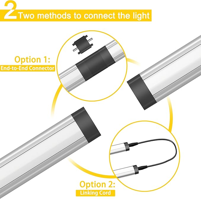 GETINLIGHT 12-inch Plug-in LED Under Counter Lights for Kitchen, Day Light 5000K, Pack of 6, IN-0110-26-SN-5K