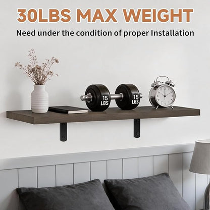 LifetimeWarranty Wall Shelves With Brackets, NOT Floating Easy Install 15.7Inch Solid Wood Shelf 3PCS,Picture Ledge Display Shelf for Living Room Bedroom Kitchen,House Decor Shelf for Book Plant Frame