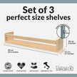 NATURE SUPPLIES Set of 3, 23.1 Inches, Natural Wood Floating Shelves for Wall, Kids Bookshelf for Bedroom, Nursery Storage, Decorative Wall Shelves for Kids Rooms