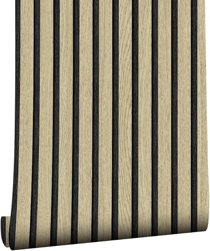 Wood Grating Stripe Self-Adhesive Wallpaper - Peel & Stick, Removable, Waterproof, PVC Vinyl Film, Multiple Sizes & Designs