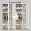 HOOBRO Shoe Rack for Entryway, 5-Tier Shoe Organizer with Adjustable Mesh Shelves, 12-16 Pairs of Shoes, Spacious Floor Mount, Metal, Industrial, Shoe Shelf for Closet, Natural and White WN12XJ01
