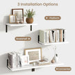 Fun Memories Deep Floating Shelves, 16W x 8D Floating Shelves Set of 2, Wall Mounted Shelf with Metal Brackets, Rustic Wood Wall Shelf for Bathroom, Kitchen and Living Room, White