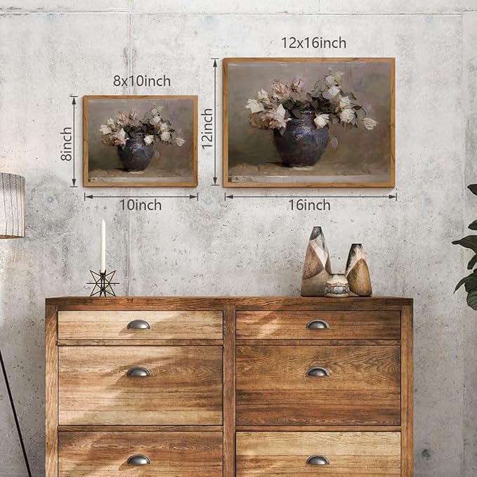 OIQArtOIQ Vintage Landscape Canvas Wall Art Framed Natural Scenery Painting Artwork Prints France Country Wilderness Farmhouse Decor Pictures Kitchen Bedroom Living Room Bathroom