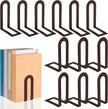 Chunful 12 Pcs Modern Metal Book Ends for Shelves Decorative Small Bookends Book Shelf Organizer Minimalist Design Stopper to Hold Books for Home Office (Bronze,5.5 * 3.75 * 2.25inch)