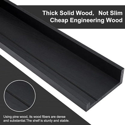 48 Inch Long Floating Shelves for Wall, Black Picture Ledge Shelf Wall Mounted Bathroom Long Ledge Set of 2, Floating Photo Shelf with Grooves for Books Bedroom Living Room Kitchen Spice Rack