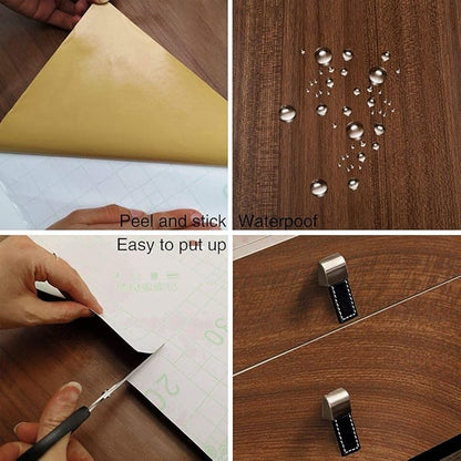 Walnut Wood Contact Paper Brown 16 x 354 inch Thick Peel and Stick Walnut Wallpaper for Kitchen Cabinets Waterproof Oil Proof Self Adhesive Furniture Stickers Countertop Counter Vinyl Decorative