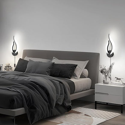 Plug in Wall Sconces Set of 2 Modern Bedroom Bedside Lamps Industrial Sconces with Switch On Off Cord 5500k 10 Watt LED Wall Lights for Living Room Indoor Hallway Lighting Fixtures