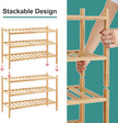 6-Tier Bamboo Shoe Rack for Entryway, Stackable | Foldable | Natural, Shoe Organizer for Hallway Closet, Free Standing Shoe Racks for Indoor Outdoor