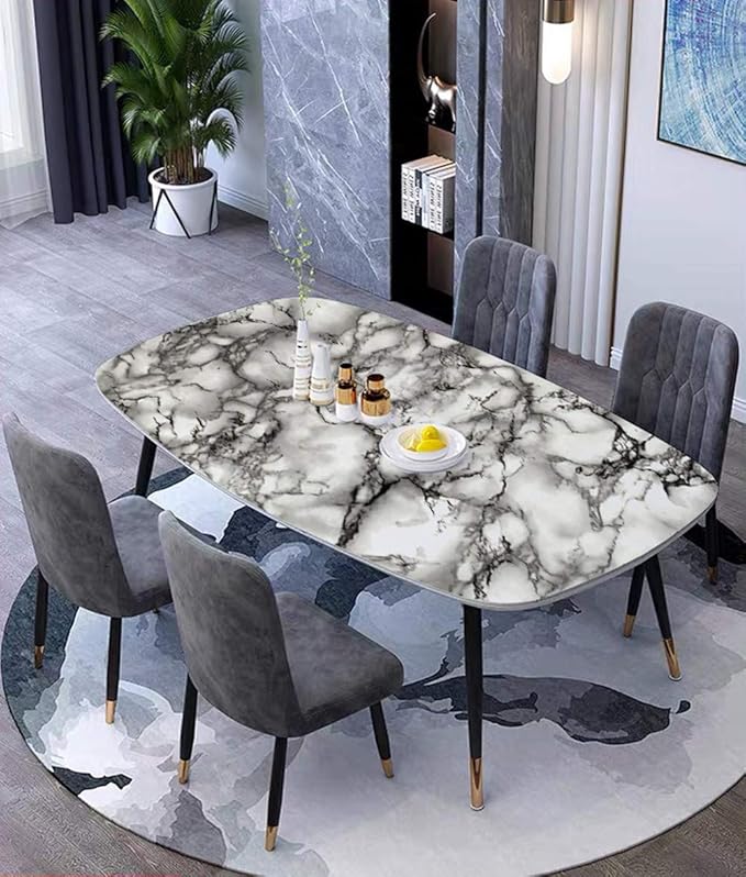 Yancorp 24"x120"White and Black Contact Paper Marble Wallpaper Wide Peel and Stick Countertops Backsplash for Kitchen Waterproof Renter Friendly Wallpaper Papel Tapiz para Pared