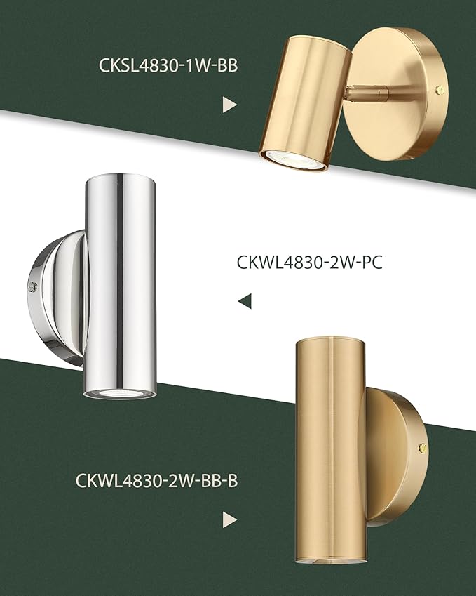 Wall Sconces Set of Two, 2-Light Brass Wall Sconce, Indoor Up and Down Wall Lamp, Wall Light for Bedroom Bathroom Stair Hallway, WL4830-2W-BB-2pk