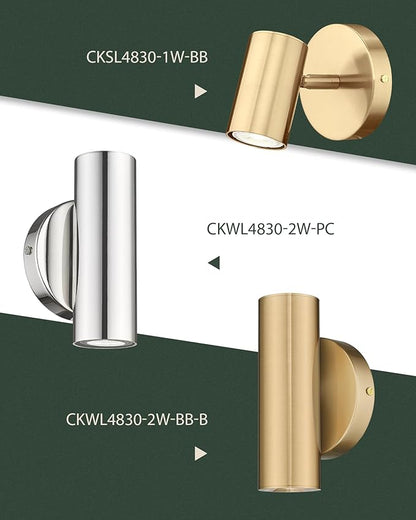 Wall Sconces Set of Two, 2-Light Brass Wall Sconce, Indoor Up and Down Wall Lamp, Wall Light for Bedroom Bathroom Stair Hallway, WL4830-2W-BB-2pk
