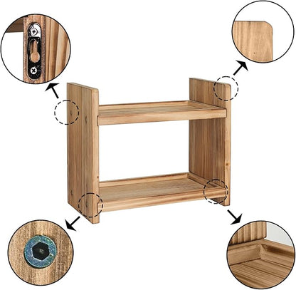 2-Tier Wood Spice Rack, a countertop Organizer for Kitchen and Bathroom Storage, Display of Cosmetics
