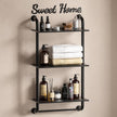 Bathroom Shelves Wall Mounted, Rustic Farmhouse Pipe Shelves, Walls Shelf 3-Tier, Industrial Pipe Shelving, Floating Shelf Wall Decor for Bathroom, Kitchen, Bedroom, Living Room 17.3in Black
