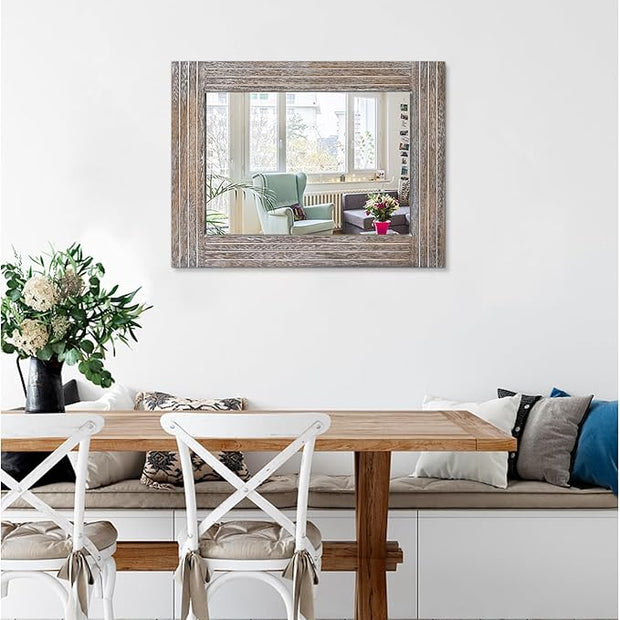 Mirrors for Wall Rustic Wooden Frame Rectangle Mirror Vintage Hanging Mirror for Bedroom Bathroom Living Room Farmhouse Wall Decor Large 20" x 16 "