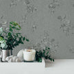 Grey Floral Peel and Stick Wallpaper Embossed Contact Paper 17.7 inch x 196.8inch Floral Contact Paper Pure Solid Grey Waterproof Gray Flower Wall Vinyl Self Adhesive Decorative Vinyl