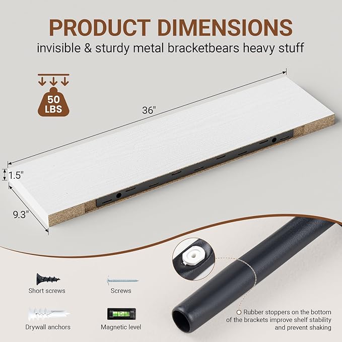 Heimlove Floating Shelves for Wall 36 Inches Long,9.3