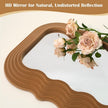 Wavy Wall Mirror for Cozy Home Decor, 14x28 Arched Wall Mounted Mirror with Velvet Touch for Girly Bedroom Decoration, Unique Home Accent for Modern Room Aesthetics (Brown)