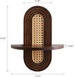 Wooden Arched Floating Shelf - Boho Decor Wall-Mouted Shelves Book Display Rattan Shelf for Bedroom Living Room Bathroom Nursery Home Office 14.5