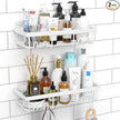Moforoco Shower Caddy Shelf Organizer Rack, Self Adhesive Black Bathroom Shelves Basket, Home Farmhouse Wall Inside Organization and Storage Decor Rv Accessories, First Camper Apartment Essentials