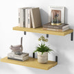 Marsmiles Extra Wide Floating Shelves for Wall, 24x8 Inch Natural Wood Grain Bookshelves, Heavy Duty Mounted Shelving for Bathroom, Kitchen, Living Room, Bedroom,Set of 2，Oak